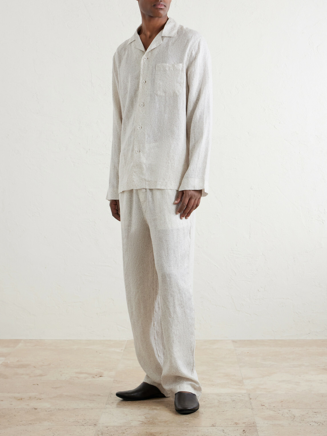 Derek Rose - Milan 31 Printed Linen Pyjama Set - Neutrals