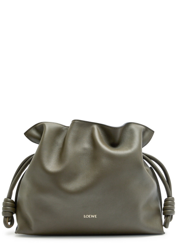 Photo: Loewe Flamenco Medium Leather Clutch - Khaki - One Size