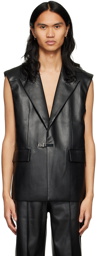 CALVINLUO Black Faux-Leather Vest
