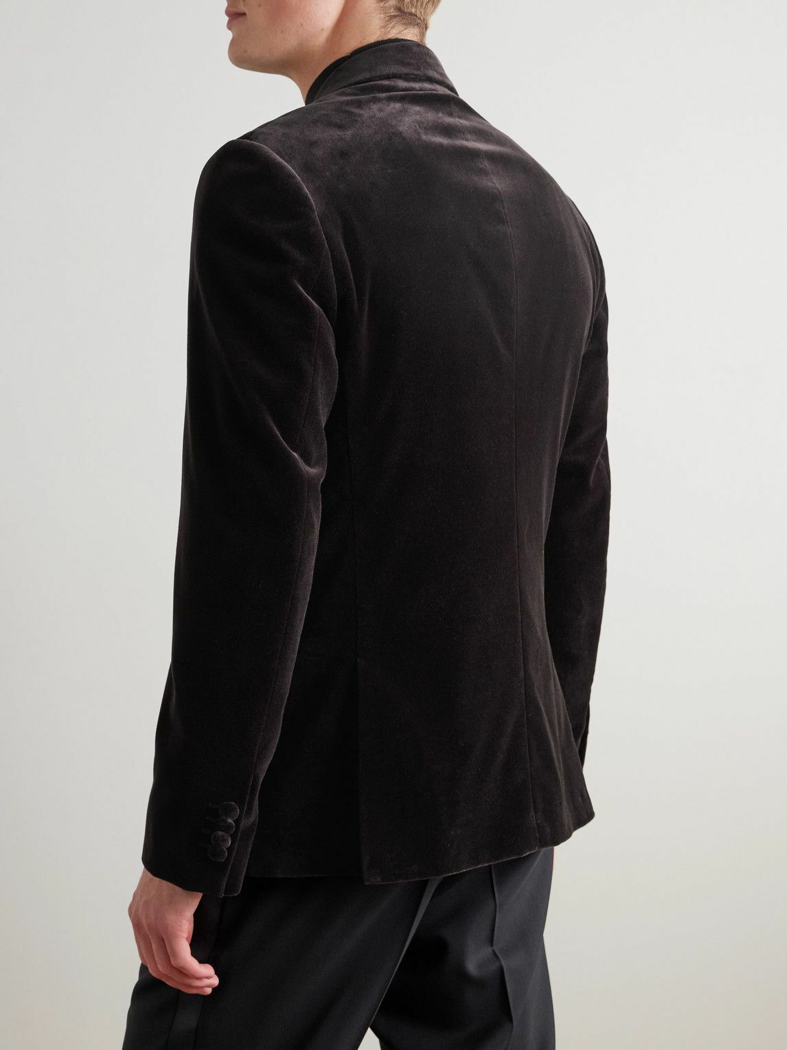 Mr P. - Double-Breasted Cotton-Velvet Tuxedo Jacket - Brown