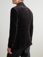 Mr P. - Double-Breasted Cotton-Velvet Tuxedo Jacket - Brown