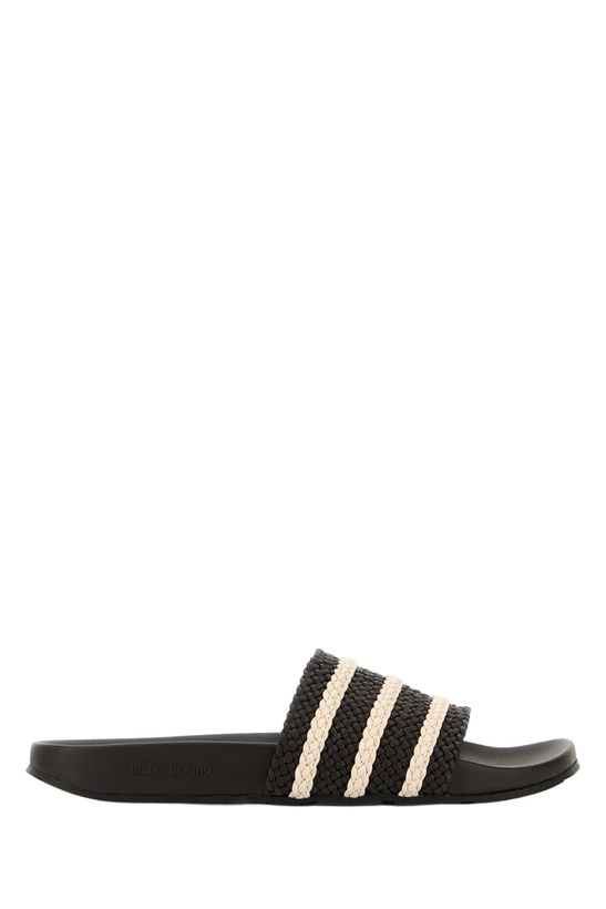 Photo: Black Leather Wales Bonner X Adidas Adilette Slippers