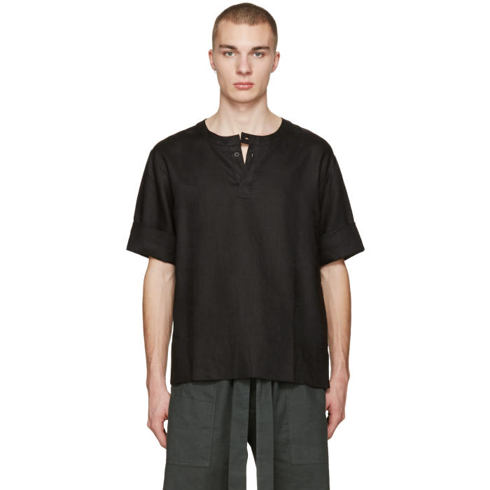 Phoebe English Black Linen T-Shirt