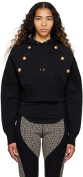 Balmain Black Cropped Hoodie