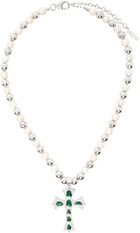 VEERT 'The Green Cross Freshwater Pearl' Necklace