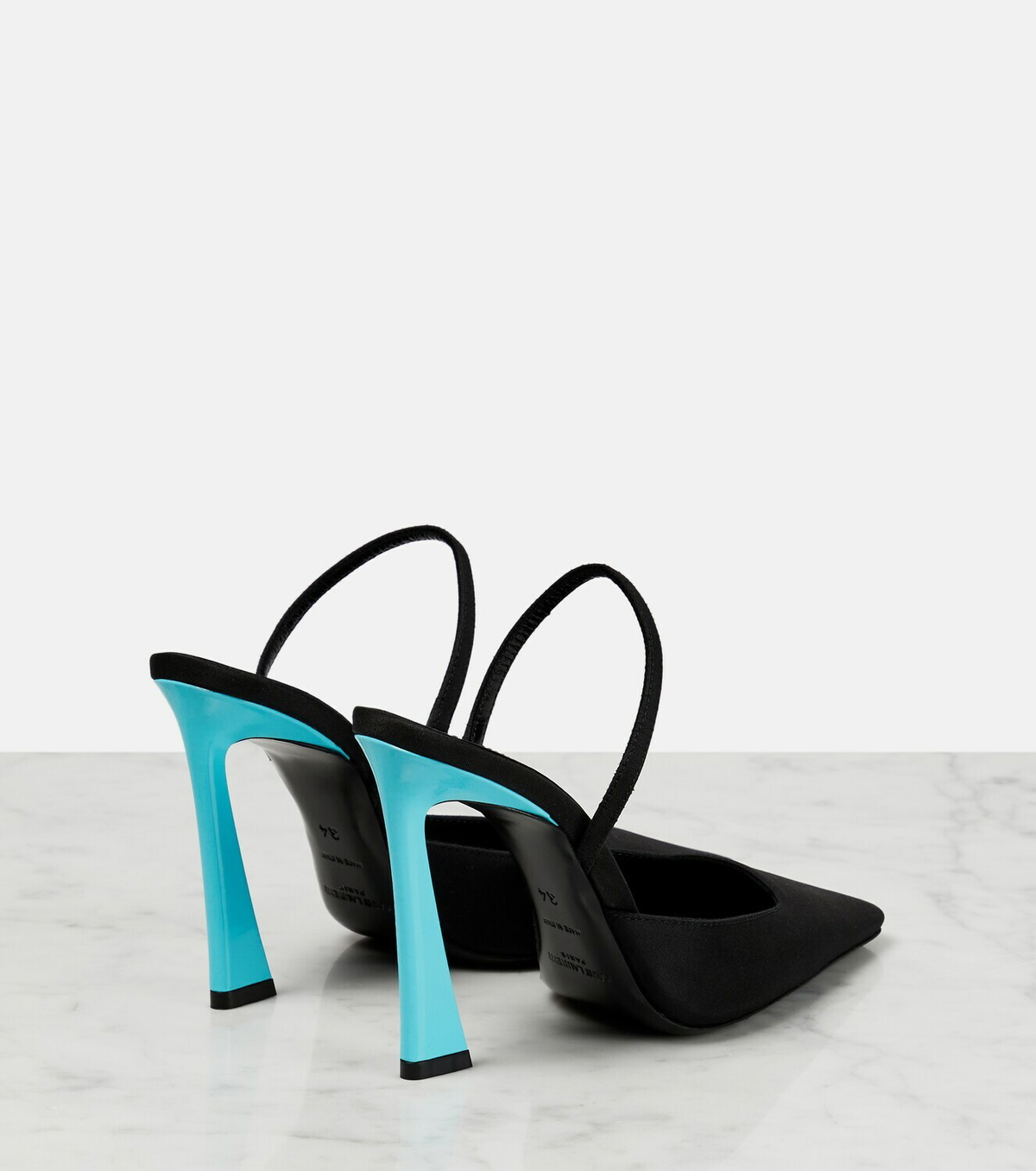 Saint Laurent - Blade 105 satin slingback pumps Saint Laurent