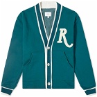 Rhude Men's R-Patch Terry Cardigan in Teal/Cream