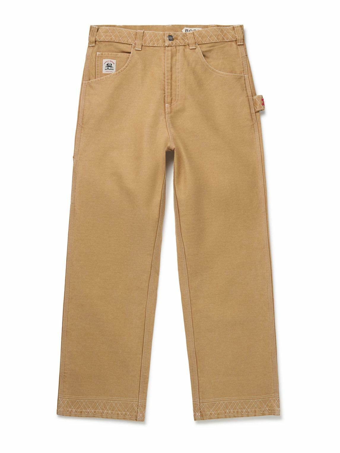Bode Cambridge patch-appliqué cotton canvas wide-leg pants Bode