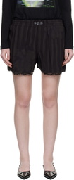 Collina Strada Black Wavy Flower Stripe Mini Odeon Boxer Shorts