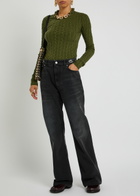 Rabanne Chain-embellished Cable-knit Jumper Khaki