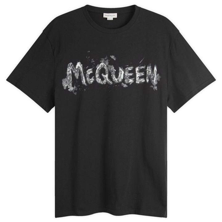 Photo: Alexander McQueen Men's Waxed Floral Graffiti Print T-Shirt in Black/Grey