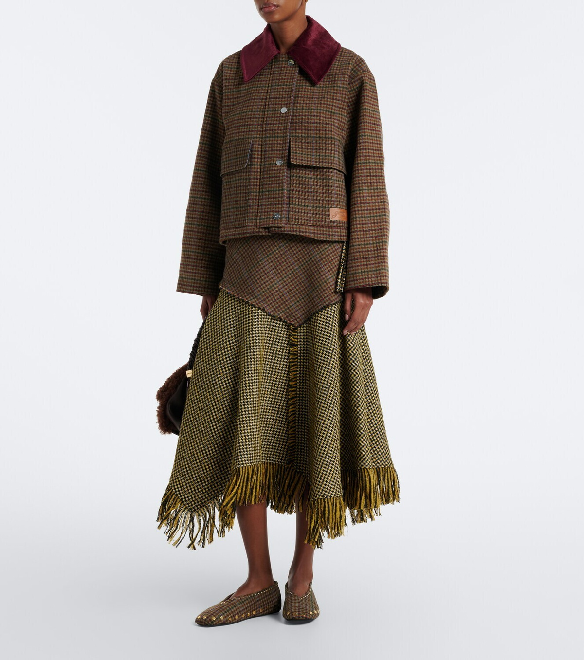 Ganni Checked wool-blend twill jacket