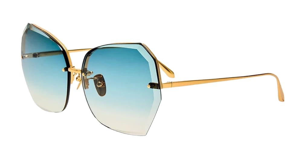 Linda Farrow Lila - Yellow Gold / Aqua Sunglasses