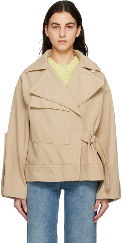 Photo: House of Dagmar Beige Aviator Denim Jacket