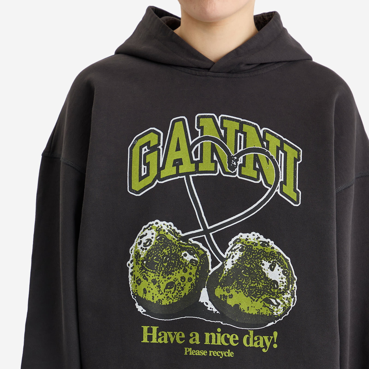 GANNI Women's Isoli Cherries Oversized Hoodie in Phantom