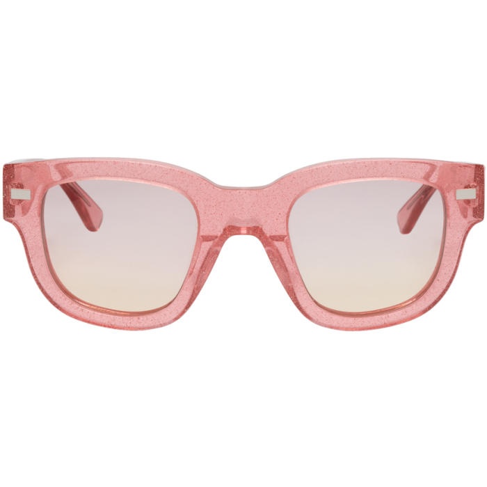 Photo: Acne Studios Pink Glitter Frame Metal Sunglasses 