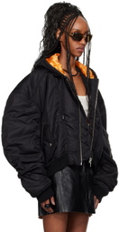 LU'U DAN Black Distorted MA1 Bomber Jacket
