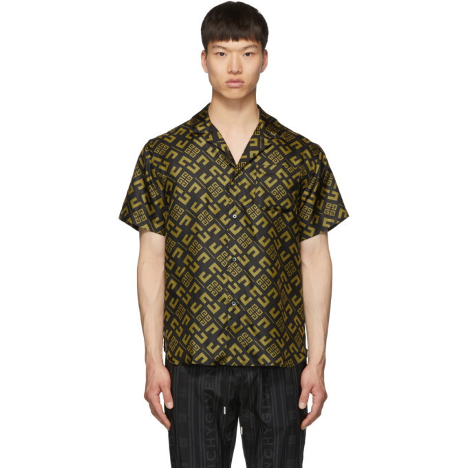 Photo: Givenchy Black and Yellow Silk All Over 4G Shirt