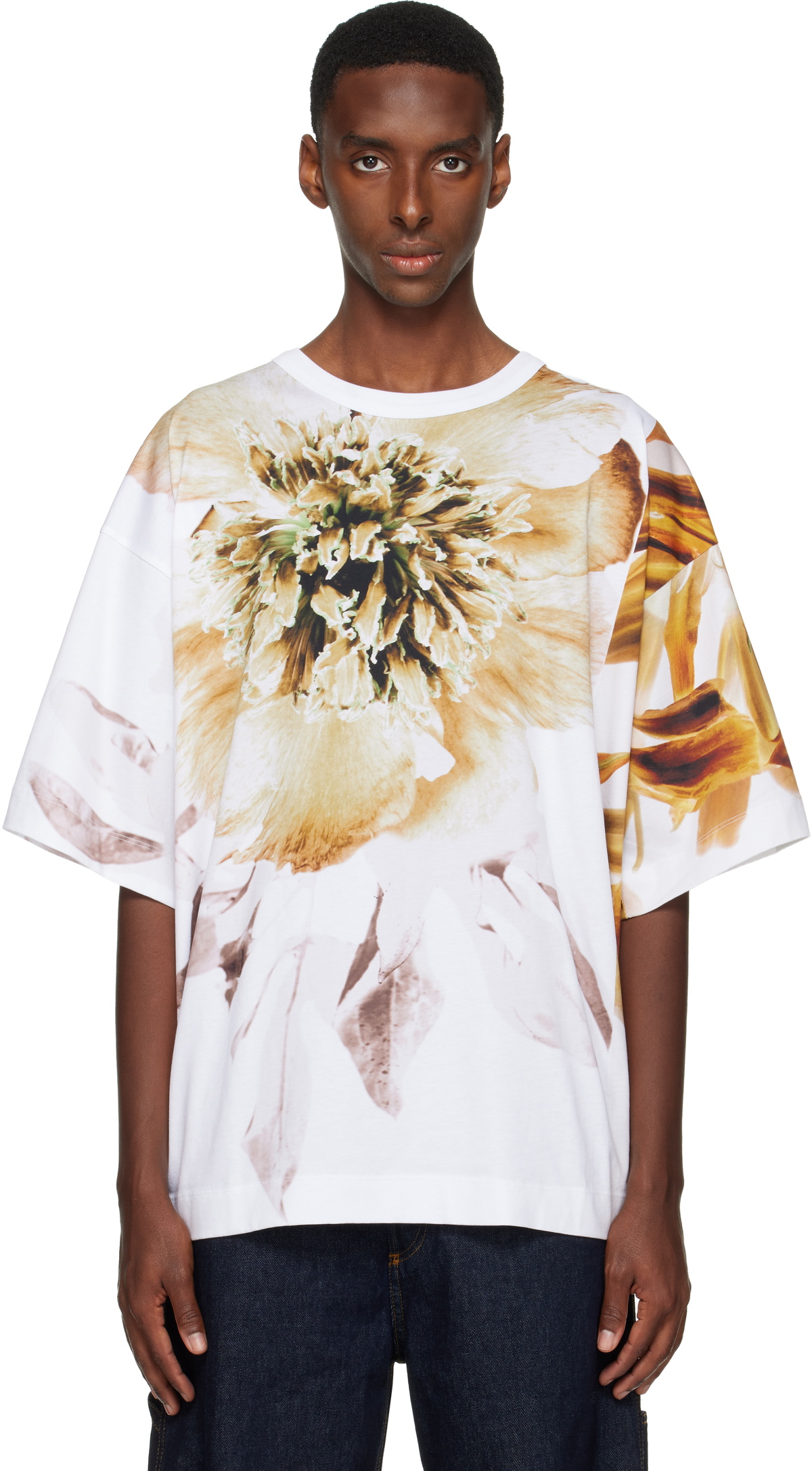 正規 DRIES VAN NOTEN Sheer Draped T-shirt Dries Van Noten Brown Sheer Draped T-shirt Dries Van Noten
