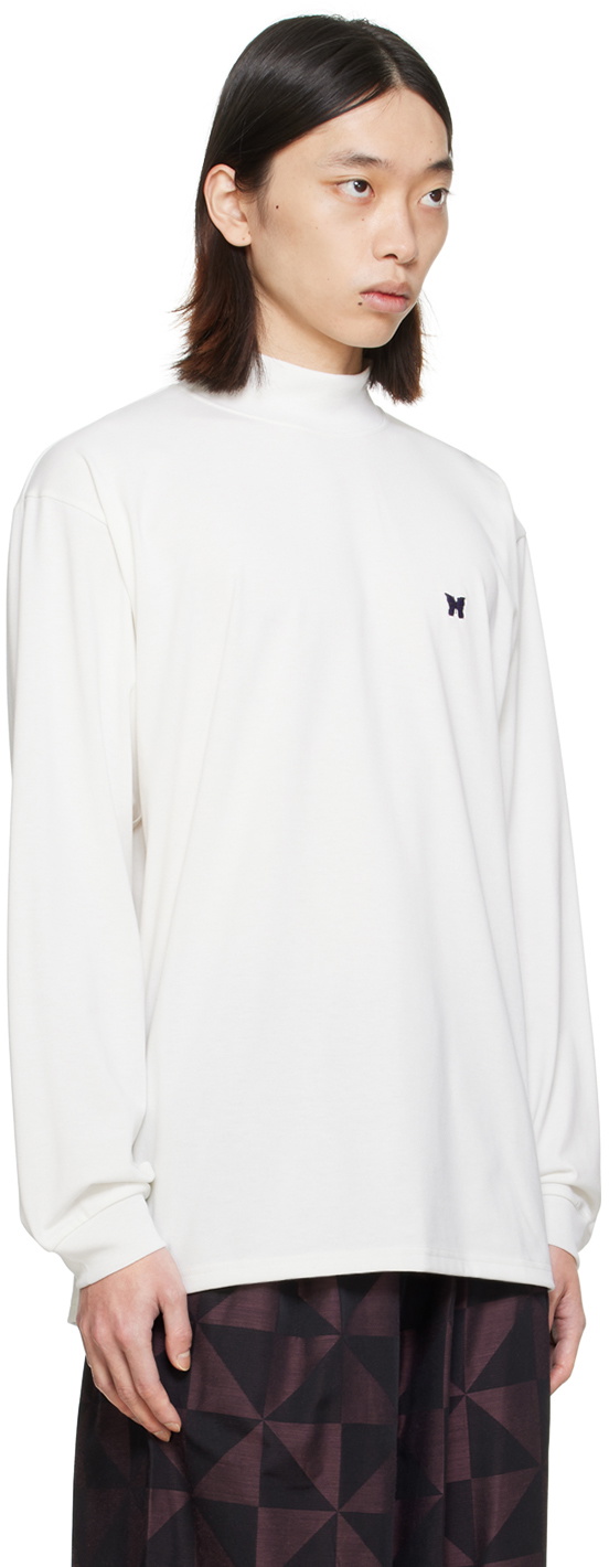 NEEDLES White Mock Neck Long Sleeve T-Shirt Needles
