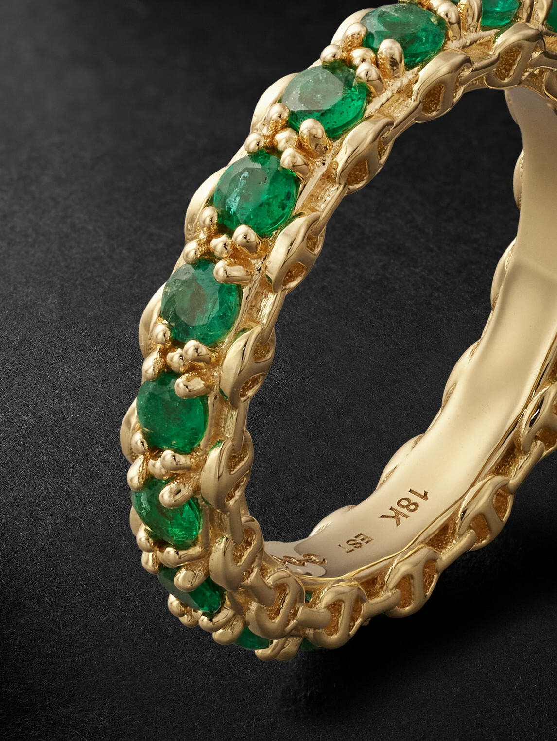 HOORSENBUHS - 3mm Infinite 18-Karat Gold Emerald Ring - Green