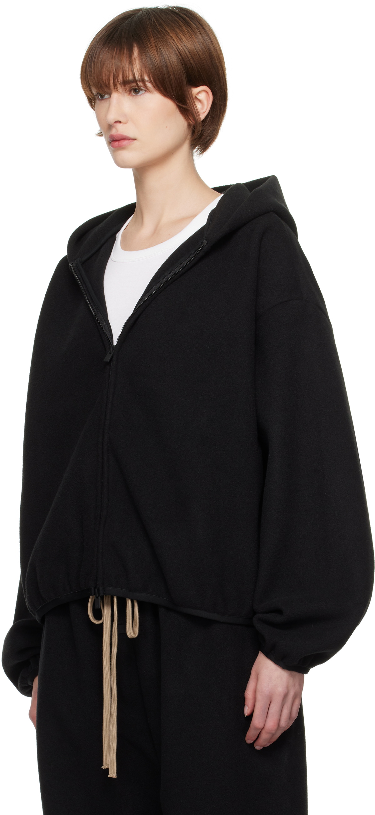 Fear of God ESSENTIALS Black Brushed Hooded Bomber Jacket