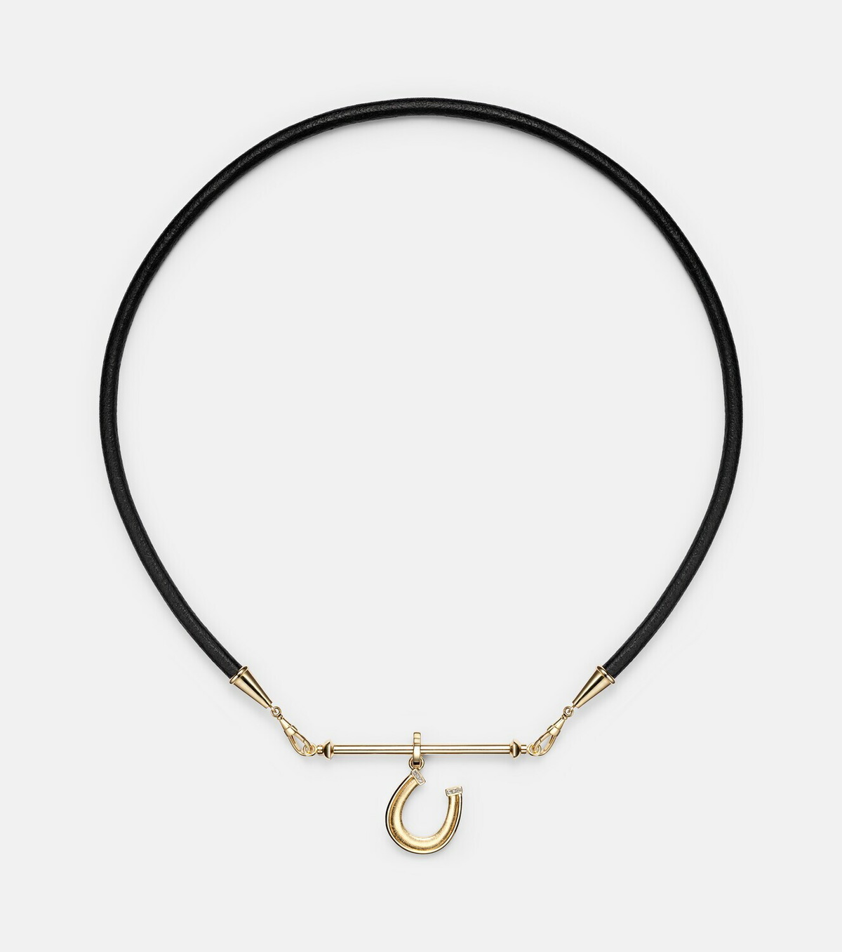 Marie Lichtenberg 18kt gold and leather pendant necklace with diamonds