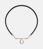 Marie Lichtenberg 18kt gold and leather pendant necklace with diamonds
