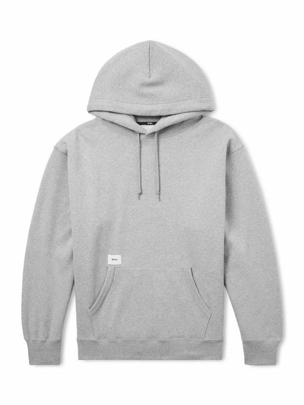 Photo: WTAPS - Aon Logo-Appliquéd Cotton-Jersey Hoodie - Gray