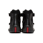 Prada Black Leather and Mesh Velcro High-Top Sneakers