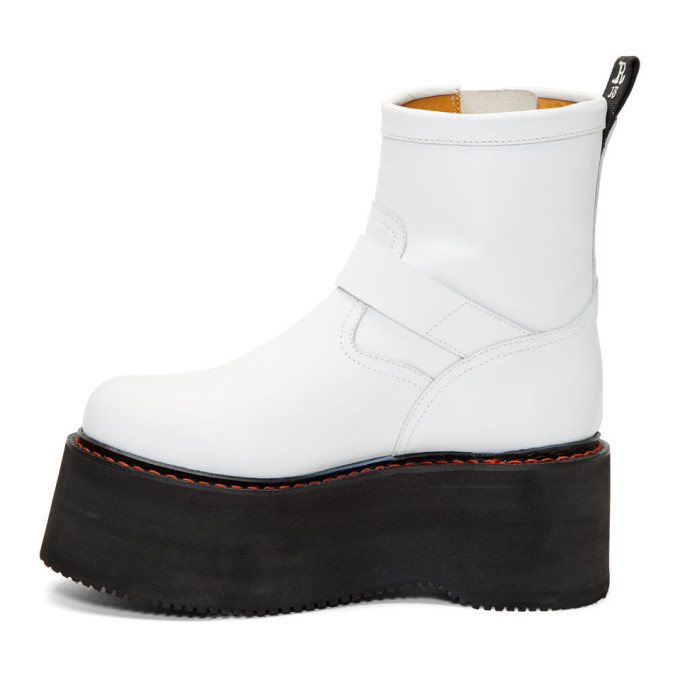 R13 White Double Stack Engineer Boots R13