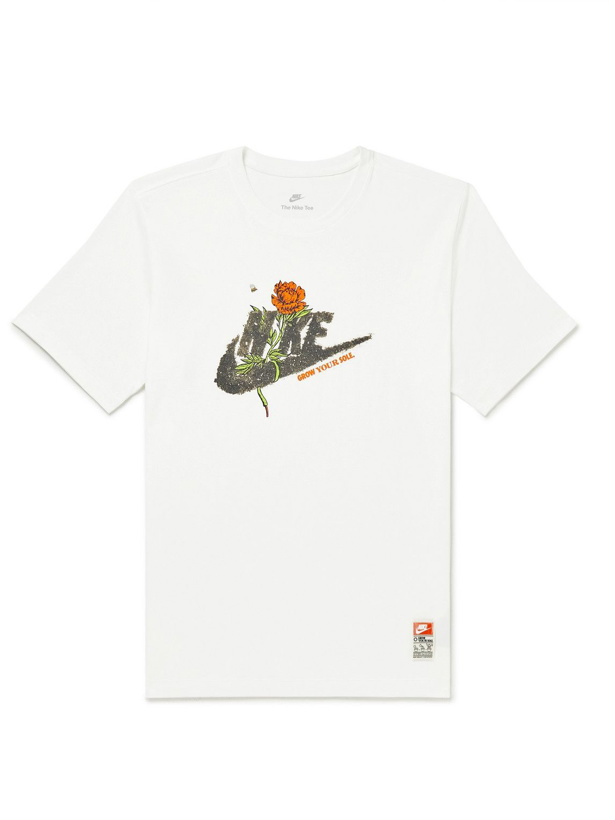 Photo: Nike - Sportswear Club Logo-Print Cotton-Jersey T-Shirt - White