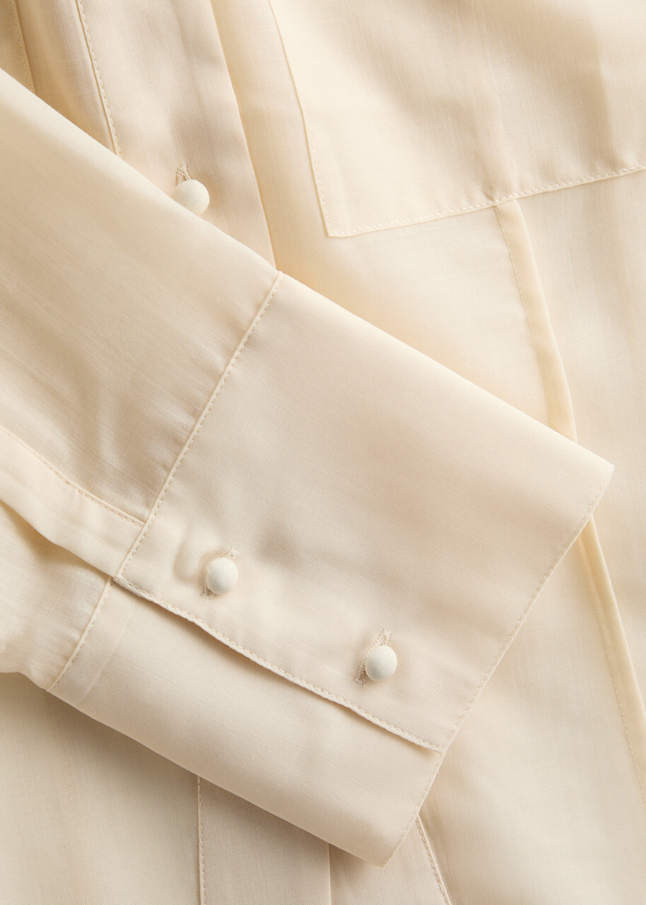 Clea Mason Semi-sheer Wool-blend Shirt Cream