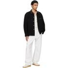 LEMAIRE Black Workwear Leather Collar Denim Overshirt