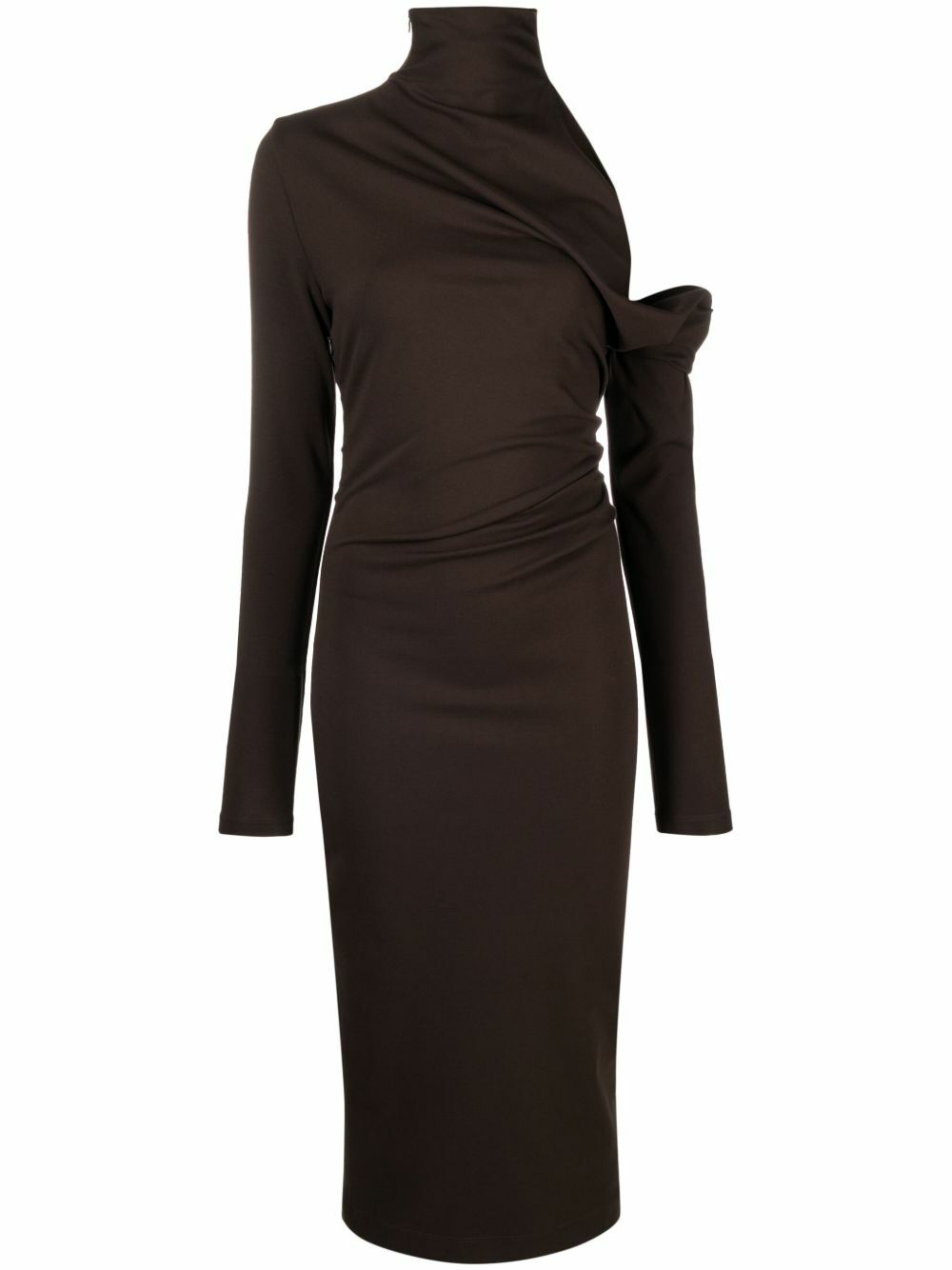 GAUGE81 Brown Teresa Asymmetric Midi Dress