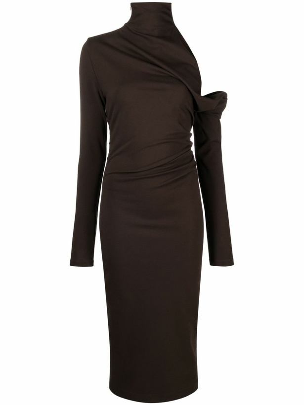 Photo: GAUGE81 Brown Teresa Asymmetric Midi Dress