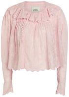 Isabel Marant Zelly Embroidered Cotton-blend Blouse Pink