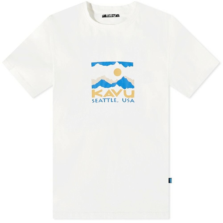 Photo: KAVU Men's Sticker Square T-Shirt in Natural