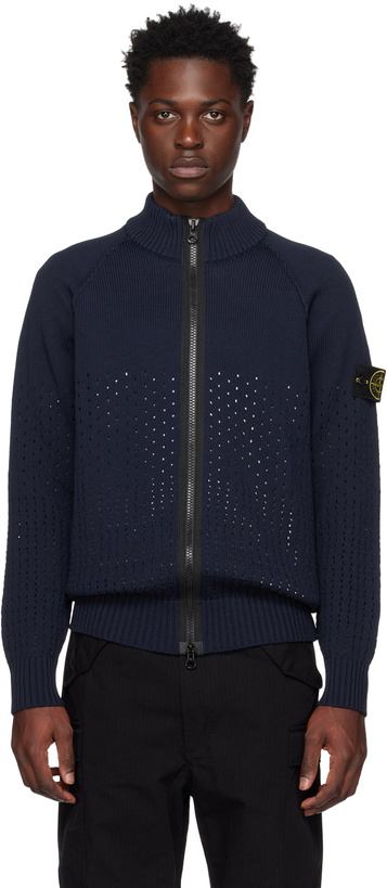 Photo: Stone Island Navy Perforated Sweater