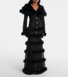 Alessandra Rich Feather-trimmed lace coat