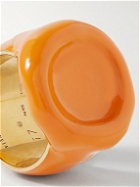 Bottega Veneta - Gold-Plated and Enamel Signet Ring - Orange