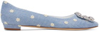 Manolo Blahnik Blue Hangisiflat Ballerina Flats