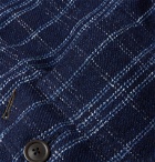 Universal Works - Bakers Indigo-Dyed Checked Cotton and Wool-Blend Chore Jacket - Blue