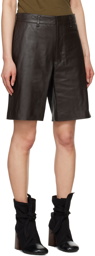 LEMAIRE Brown Lined Leather Shorts