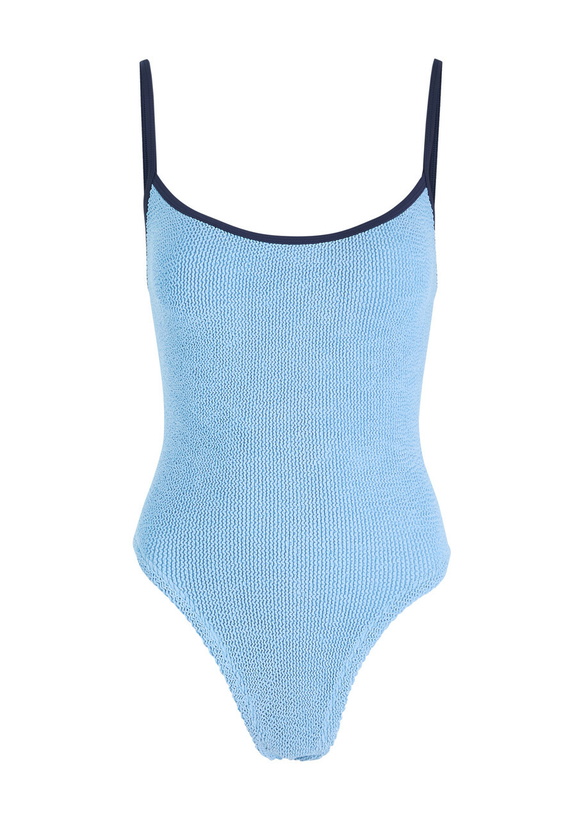 Photo: Hunza G Pamela Contrast Seersucker Swimsuit - Light Blue - One Size
