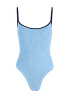 Hunza G Pamela Contrast Seersucker Swimsuit - Light Blue - One Size