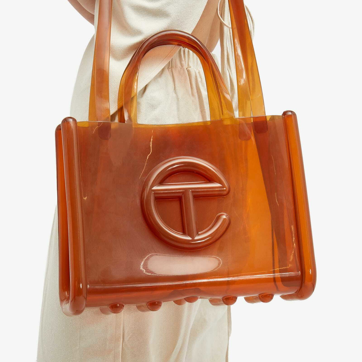 Melissa Women's x TELFAR Medium Jelly Shopper Bag in Tan