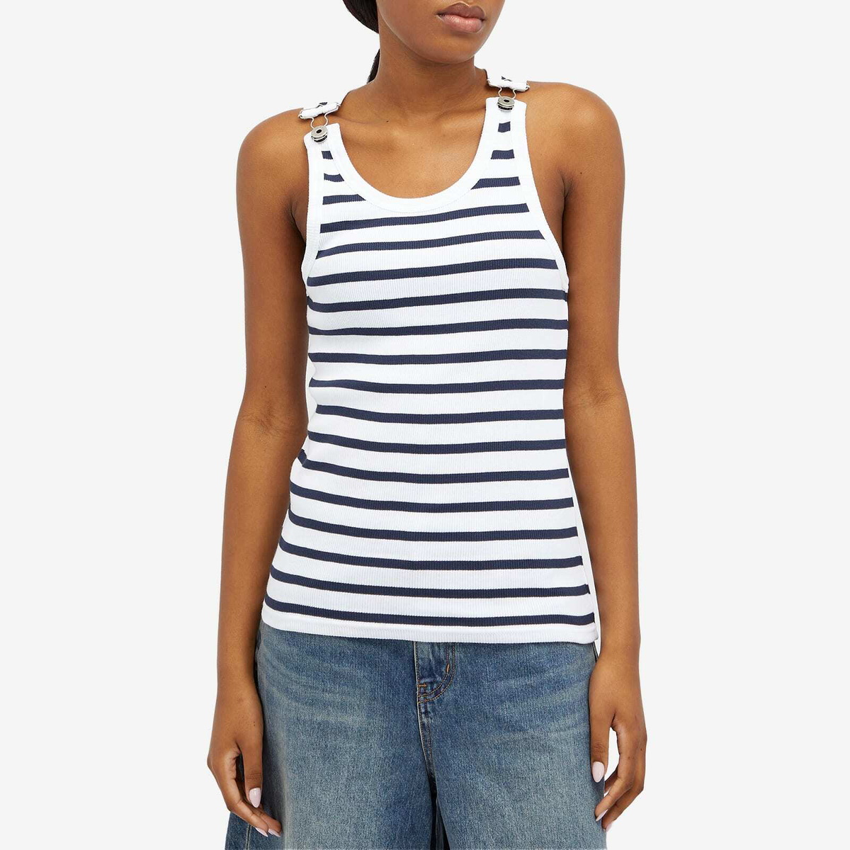 Jean Paul Gaultier Women's Vest Top in White/Navy