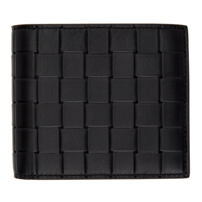 Photo: Bottega Veneta Black Printed Grid Bifold Wallet