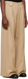 Simone Rocha Beige Wide Leg Belt Loop Tab Trousers